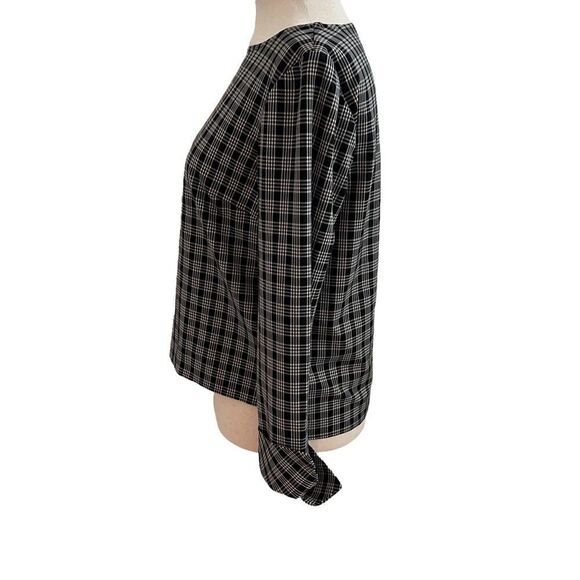 Brooks Brothers Red Fleece Black + White Plaid Long Sleeve Top Blouse Size 4 - Picture 3 of 8